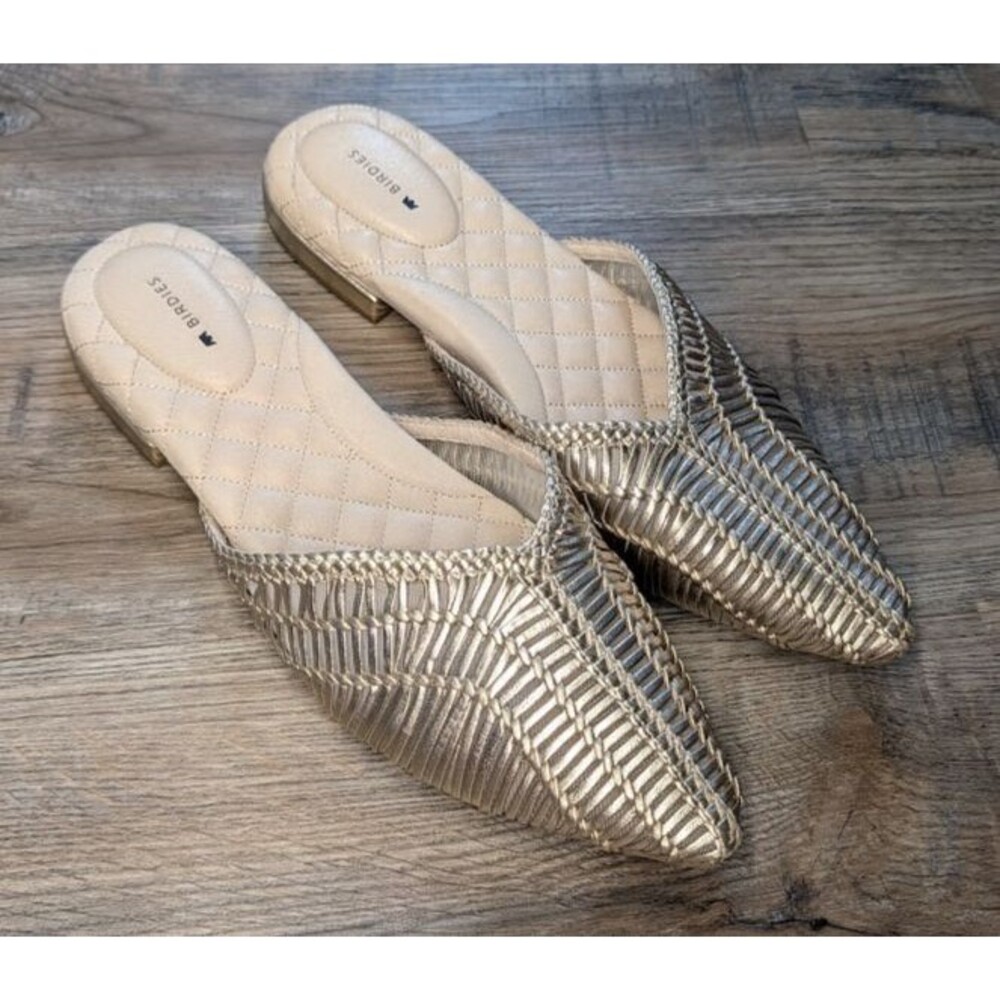 Birdies The Swan Golden Woven Mesh Mules Size 11 EUC